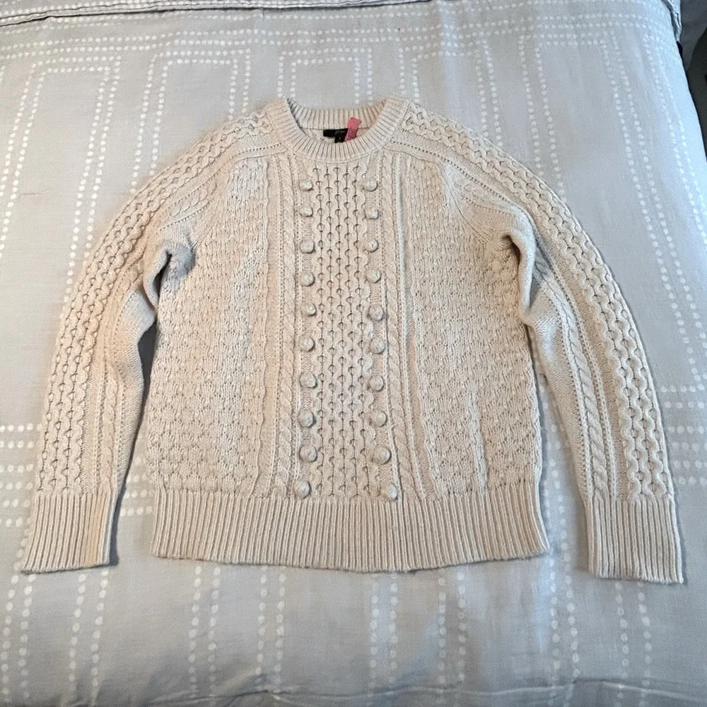 J. Crew Cream Cable Knit Sweater - Sz S - EUC - Picture 9 of 10